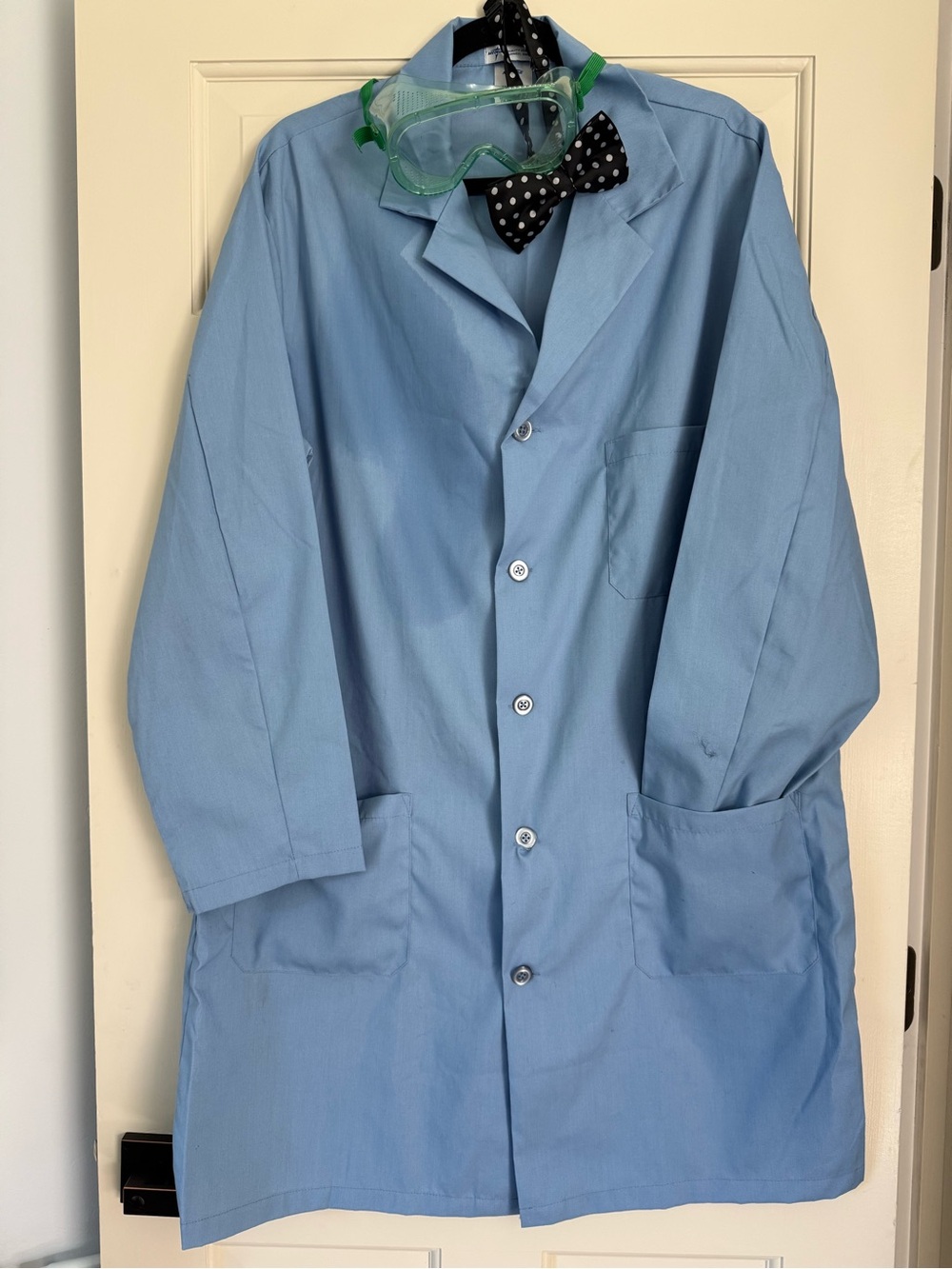 Bill Nye Scientist Costume Men’s L Medline Lab Coat Bow Tie Goggles